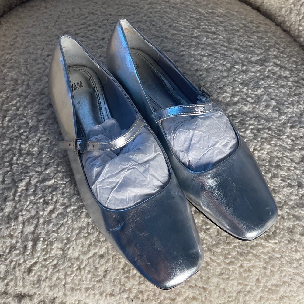 H&M Metallic Silver Flats